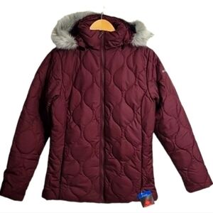 Columbia Jacket Quilted Water Resistant Winter Coat Removable Hood sz S